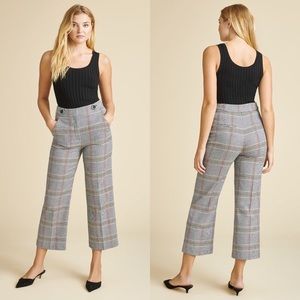 Veronica Beard Gray Plaid Wide Leg Pants